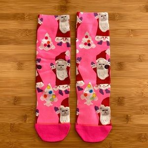 Stance Santipaws Santa Cat Pink Crew Socks